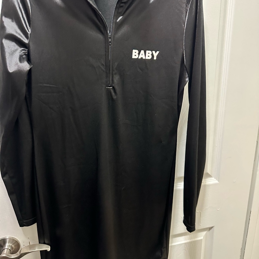 Black Long Sleeve Dress with 'BABY' Print